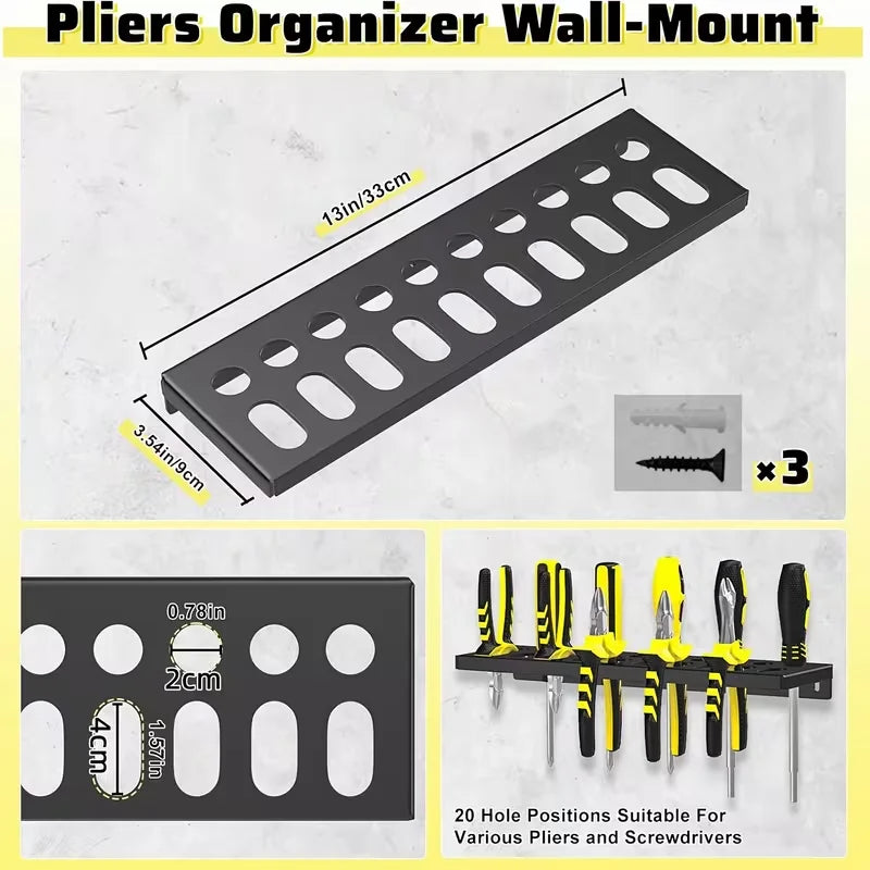 Metal Tool Organizer Wall Mount For Storage Of Screwdrivers, Pliers, Hammers, And Wrenches In Workshop