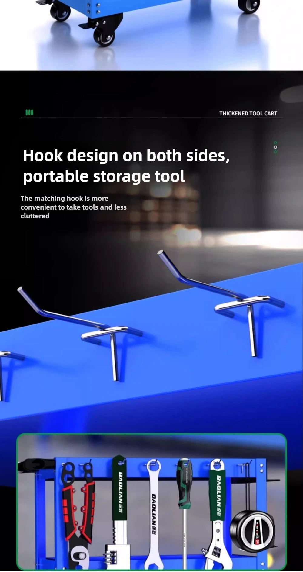 BaoLian Mechanical Workshop ToolsCart Tool Trolley With Brake Wheels Toolbox Cabinet Organizer Holder Garage Workbench Racks