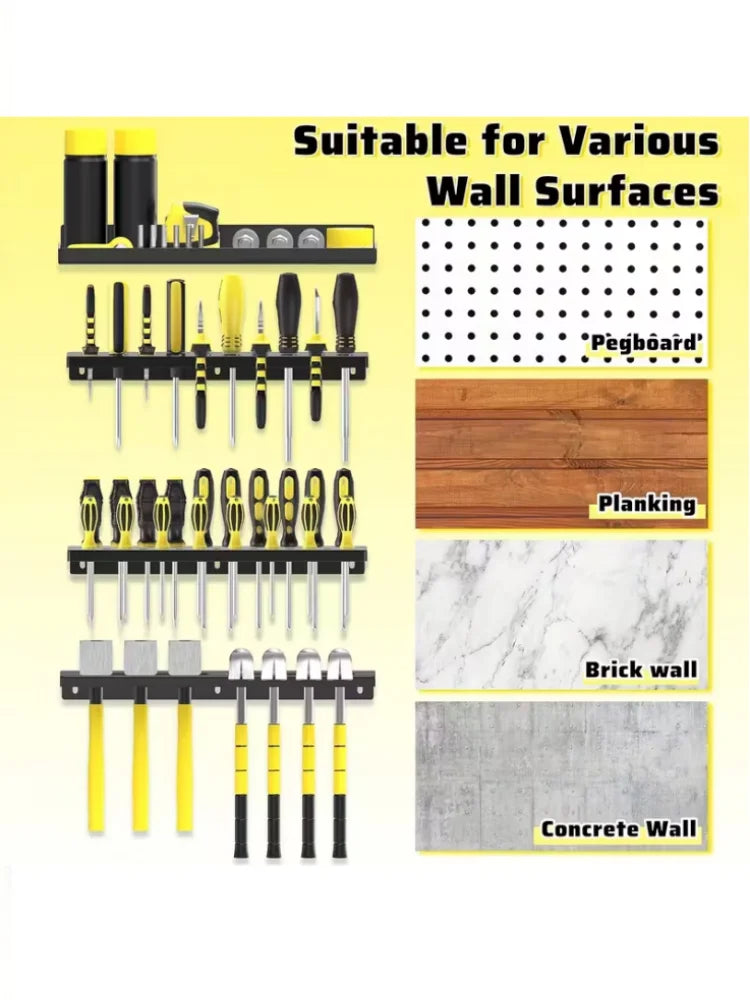 Metal Tool Organizer Wall Mount For Storage Of Screwdrivers, Pliers, Hammers, And Wrenches In Workshop