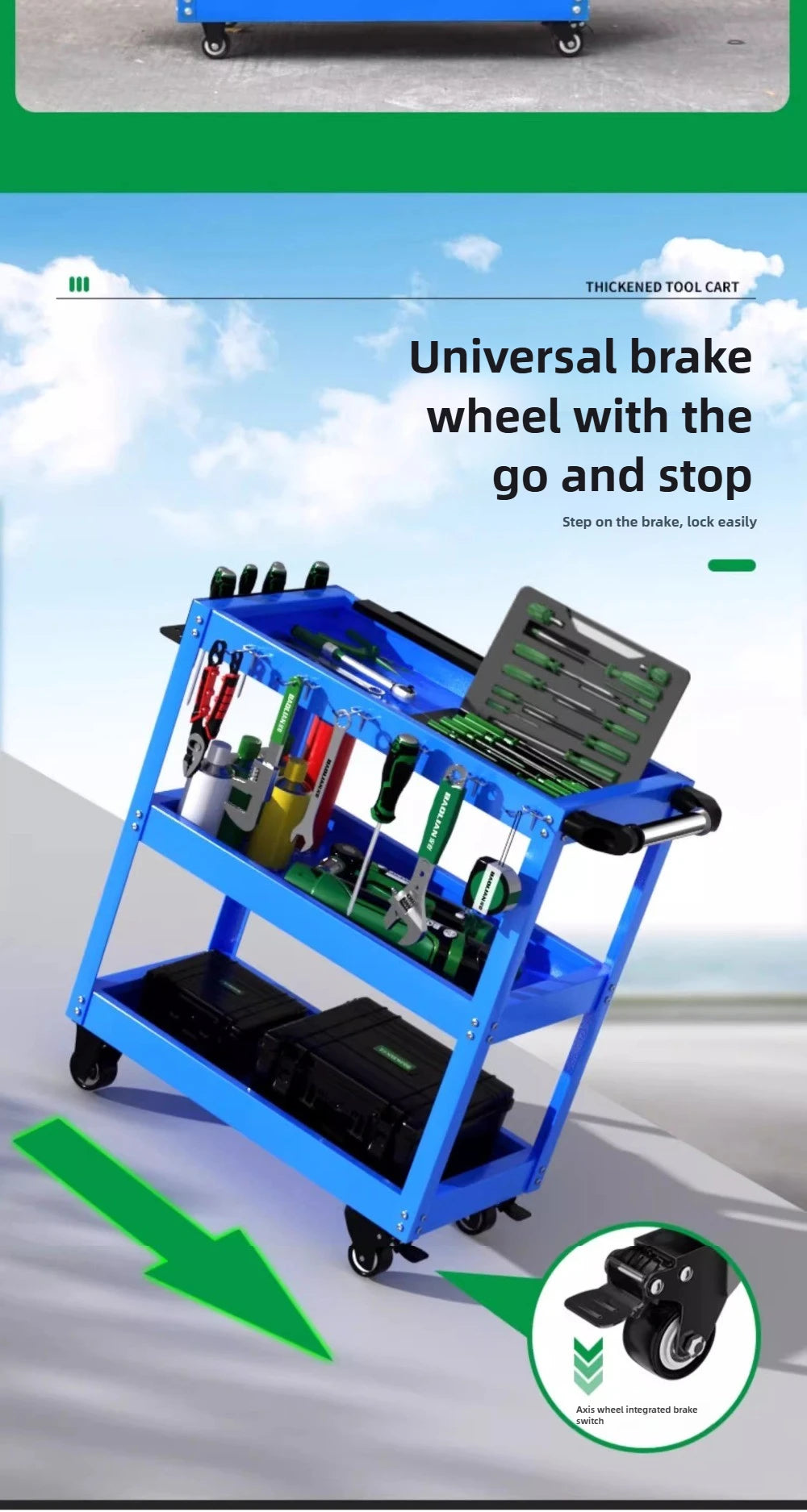 BaoLian Mechanical Workshop ToolsCart Tool Trolley With Brake Wheels Toolbox Cabinet Organizer Holder Garage Workbench Racks