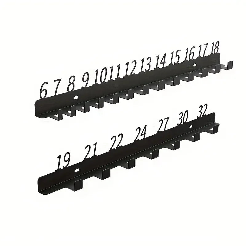 Wall-Mounted Wrench Sorter, Multi-Hole Metal Tool Organizer Rack for Garage Workshop Tool Organization and Professional Mechanic