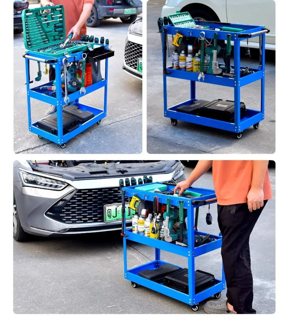 BaoLian Mechanical Workshop ToolsCart Tool Trolley With Brake Wheels Toolbox Cabinet Organizer Holder Garage Workbench Racks