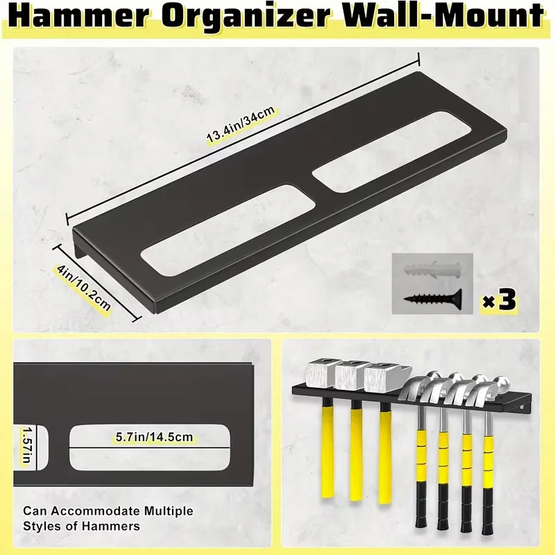 Metal Tool Organizer Wall Mount For Storage Of Screwdrivers, Pliers, Hammers, And Wrenches In Workshop